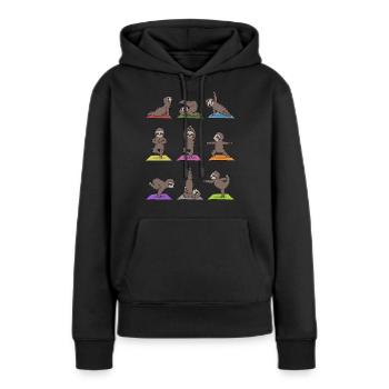 Cadeau de méditation yoga paresseux Yogi Namaste - Sweat à capuche Premium bio Femme - noir - Devant - Julia (174cm)