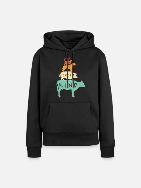 VEGAN be kind to every kind vintage retro - Frauen Premium Bio Hoodie - Schwarz