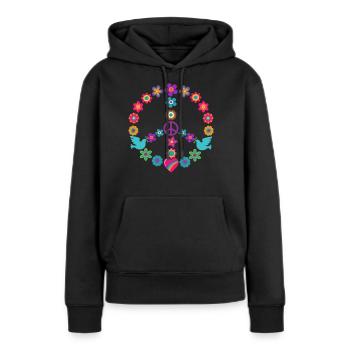 Flower Power PeaceZeichen Hippie Mouvement pacifiste - Sweat à capuche Premium bio Femme - noir - Devant - Julia (174cm)