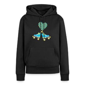 Patins à roulettes sur le coeur - Sweat à capuche Premium bio Femme - noir - Devant - Julia (174cm)