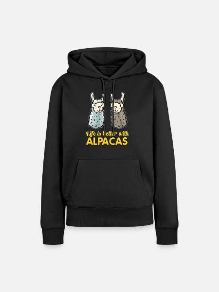Alpaka - Frauen Premium Bio Hoodie - Schwarz
