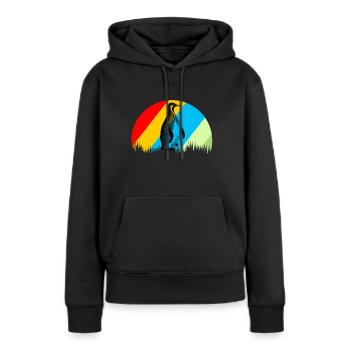 Cadeau oiseau animalier rétro pingouin - Sweat à capuche Premium bio Femme - noir - Devant - Julia (174cm)