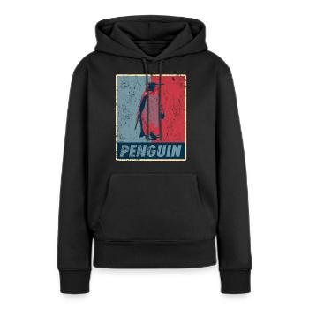 Pingouin rétro - Sweat à capuche Premium bio Femme - noir - Devant - Julia (174cm)