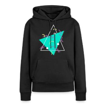 Formes de triangles typiques des années 80 - Sweat à capuche Premium bio Femme - noir - Devant - Julia (174cm)