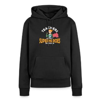 Enseignant enseignant enseignant élève cadeau scolaire - Sweat à capuche Premium bio Femme - noir - Devant - Julia (174cm)