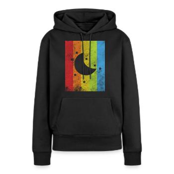 Regenbogenfahne - Frauen Premium Bio Hoodie - Schwarz - Vorne - Julia (174cm)