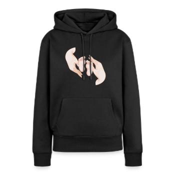 pieds de bébé - Sweat à capuche Premium bio Femme - noir - Devant - Julia (174cm)