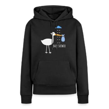 Cigogne de douche de bébé - Sweat à capuche Premium bio Femme - noir - Devant - Julia (174cm)