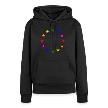 Les étoiles de l’UE aux couleurs de l’arc-en-ciel - Sweat à capuche Premium bio Femme - noir - Devant - Julia (174cm)