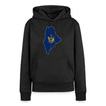 Maine Flagge Landkarte - Frauen Premium Bio Hoodie - Schwarz - Vorne - Julia (174cm)