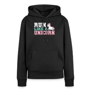 Einhorn Läuferin Joggerin Joggen Rennen Geschenk - Frauen Premium Bio Hoodie - Schwarz - Vorne - Julia (174cm)