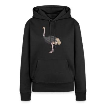 Illustration d'autruche - Sweat à capuche Premium bio Femme - noir - Devant - Julia (174cm)