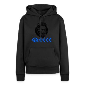 Grèce UE Europe Euro Cadeau - Sweat à capuche Premium bio Femme - noir - Devant - Julia (174cm)