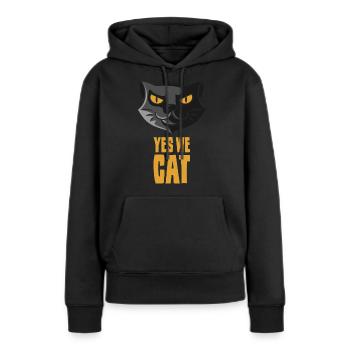 Yes We Cat, katze haustier katzen yes we can - Frauen Premium Bio Hoodie - Schwarz - Vorne - Julia (174cm)