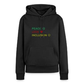 Idéal pour toutes les occasions Inclusion Tee Paix - Sweat à capuche Premium bio Femme - noir - Devant - Julia (174cm)
