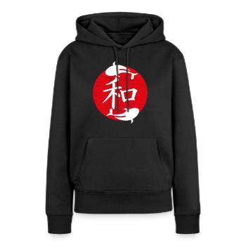 Frieden japanische Kunst - Frauen Premium Bio Hoodie - Schwarz - Vorne - Julia (174cm)