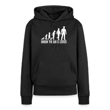 Cadeau d'occupation policier naissance bébé enfant - Sweat à capuche Premium bio Femme - noir - Devant - Julia (174cm)