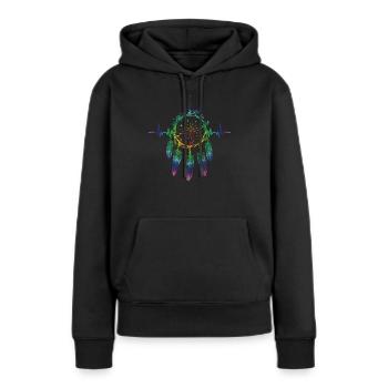Culture amérindienne Plumes de saule - Sweat à capuche Premium bio Femme - noir - Devant - Julia (174cm)