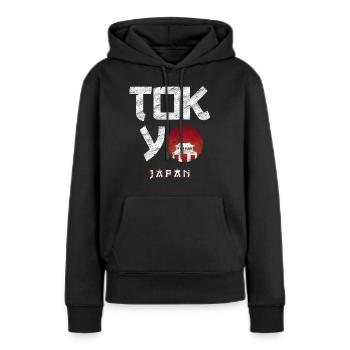 Tokyo - Sweat à capuche Premium bio Femme - noir - Devant - Julia (174cm)