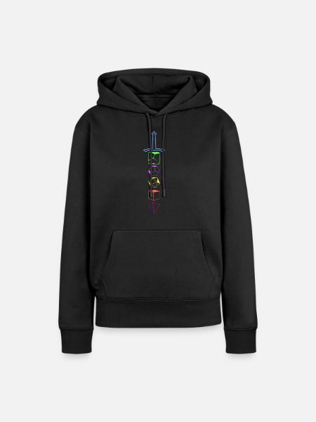 Tabletop Würfel Schwert - Frauen Premium Bio Hoodie - Schwarz