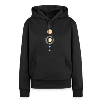 Planeten des Sonnensystems in ihren Umlaufbahnen - Frauen Premium Bio Hoodie - Schwarz - Vorne - Julia (174cm)