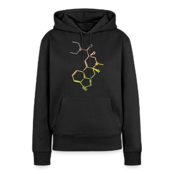 Molécule de formule structurelle LSD A. Hofmann Bicycle Day - Sweat à capuche Premium bio Femme - noir - Devant - Julia (174cm)