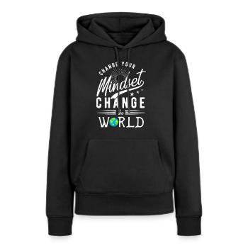 motivation - Sweat à capuche Premium bio Femme - noir - Devant - Julia (174cm)