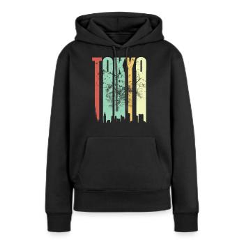 Tokyo Tokyo Vintage - Sweat à capuche Premium bio Femme - noir - Devant - Julia (174cm)