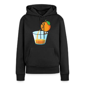 Pipi orange, fruit jus d'orange fruit - Sweat à capuche Premium bio Femme - noir - Devant - Julia (174cm)