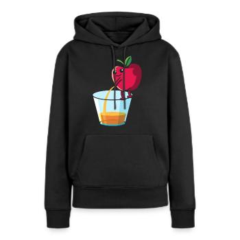 Pomme pipi, jus de pomme - Sweat à capuche Premium bio Femme - noir - Devant - Julia (174cm)