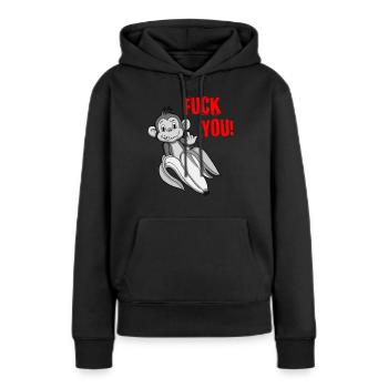 FUCK YOU MONKEY - middle finger monkey - Women’s Premium Organic Hoodie - black - Front - Julia (174cm)