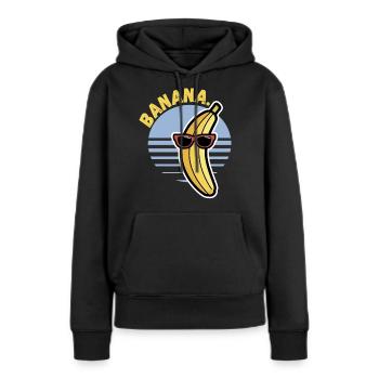 Impression de banane drôle Hip Ster | Banane en - Sweat à capuche Premium bio Femme - noir - Devant - Julia (174cm)