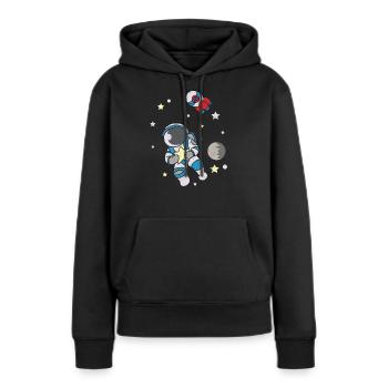 L’astronaute vole en apesanteur en combinaison spatiale - Sweat à capuche Premium bio Femme - noir - Devant - Julia (174cm)