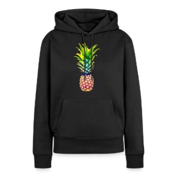 ananas - Sweat à capuche Premium bio Femme - noir - Devant - Julia (174cm)