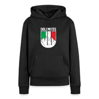 cadeau dolomites italie - Sweat à capuche Premium bio Femme - noir - Devant - Julia (174cm)