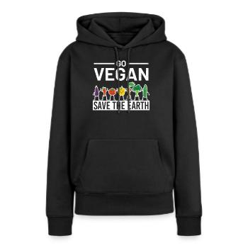 Vegetarisch - Frauen Premium Bio Hoodie - Schwarz - Vorne - Julia (174cm)