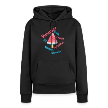 Summer - Frauen Premium Bio Hoodie - Schwarz - Vorne - Julia (174cm)