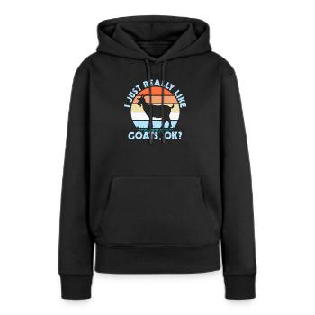Chèvre chèvre chèvre chèvre cadeau paysan - Sweat à capuche Premium bio Femme - noir - Devant - Julia (174cm)