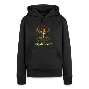 Racines reggae - Sweat à capuche Premium bio Femme - noir - Devant - Julia (174cm)