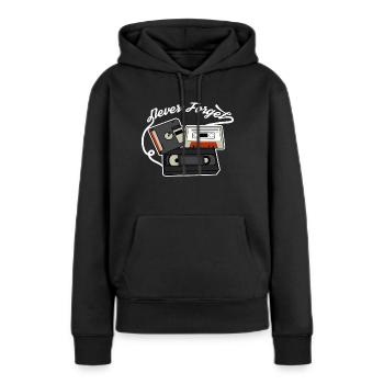 N'oubliez jamais les cassettes VHS, les disquettes et les cassettes - Sweat à capuche Premium bio Femme - noir - Devant - Julia (174cm)