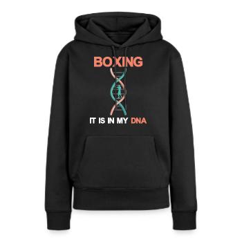 Boxe Boxer combat de poing combat de combat d’ADN - Sweat à capuche Premium bio Femme - noir - Devant - Julia (174cm)