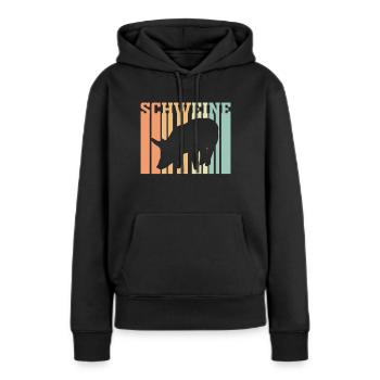Cochon cochon - Sweat à capuche Premium bio Femme - noir - Devant - Julia (174cm)