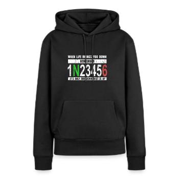 Motocycliste cadeau moteur à deux roues - Sweat à capuche Premium bio Femme - noir - Devant - Julia (174cm)