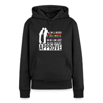 lgBT - Sweat à capuche Premium bio Femme - noir - Devant - Julia (174cm)