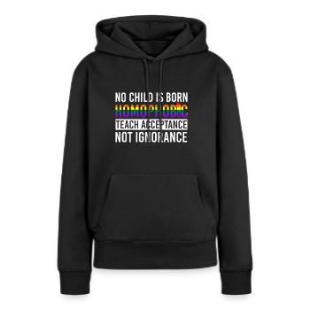 lgBT - Sweat à capuche Premium bio Femme - noir - Devant - Julia (174cm)