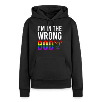 lgBT - Sweat à capuche Premium bio Femme - noir - Devant - Julia (174cm)
