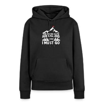 Schweizer Alpen - Frauen Premium Bio Hoodie - Schwarz - Vorne - Julia (174cm)