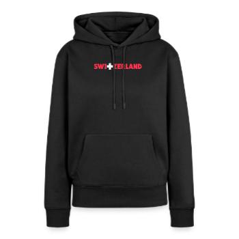 Suisse Suisse Suisse Cadeau - Sweat à capuche Premium bio Femme - noir - Devant - Julia (174cm)