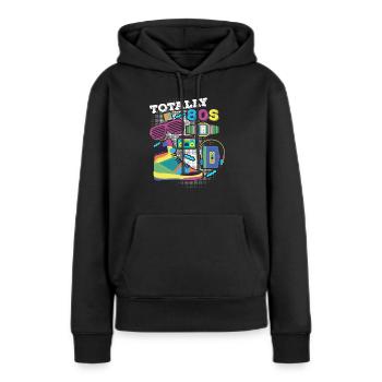 80er - Frauen Premium Bio Hoodie - Schwarz - Vorne - Julia (174cm)