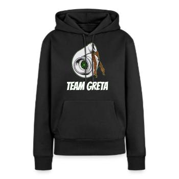 Équipe Greta avec turbocompresseur avec illustration de tresses - Sweat à capuche Premium bio Femme - noir - Devant - Julia (174cm)